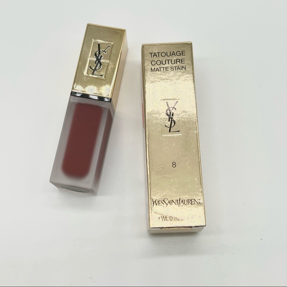 Yves Saint Laurent YSL Tatouage Couture Liquid Matte Lip Stain #8 Black Red Code